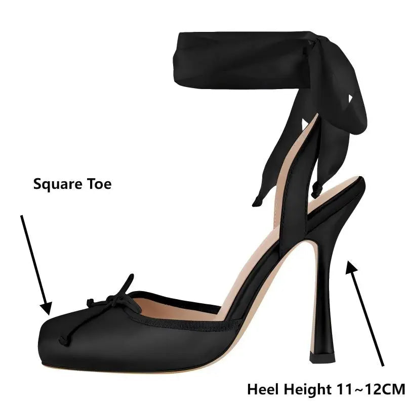 Satin Bow Stiletto Heels - Stage-Ready Party Sandals