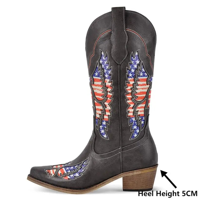 Stars & Stilettos Patriotic Boots – USA Flag Drag Cowgirl Boots