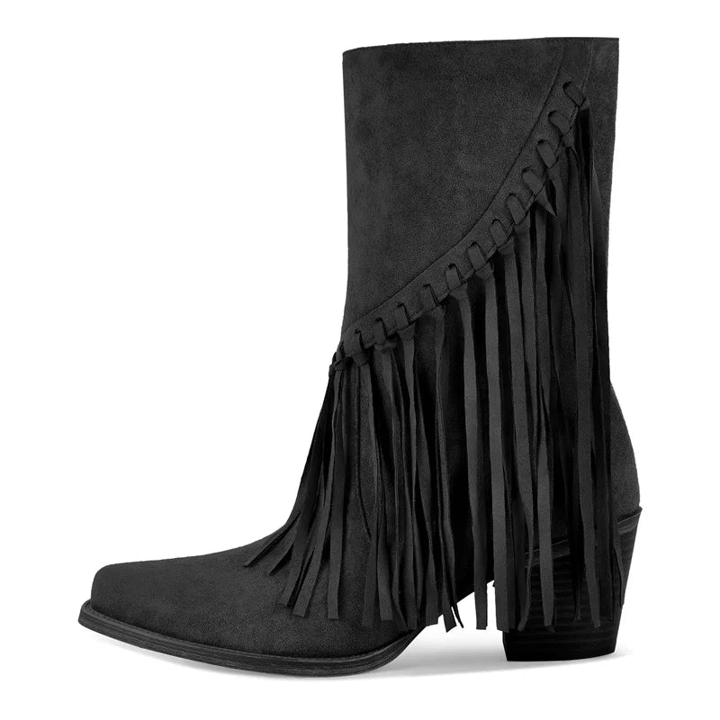 Whip Appeal Fringe Boots – Mid-Calf Drag Cowgirl Boots