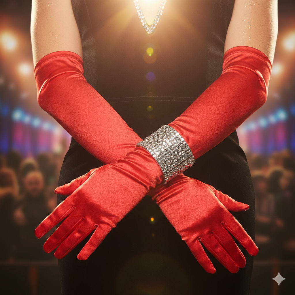 Showstopper Extra-Long Stretch Satin Opera Gloves – 52 cm of Pure Drag Elegance