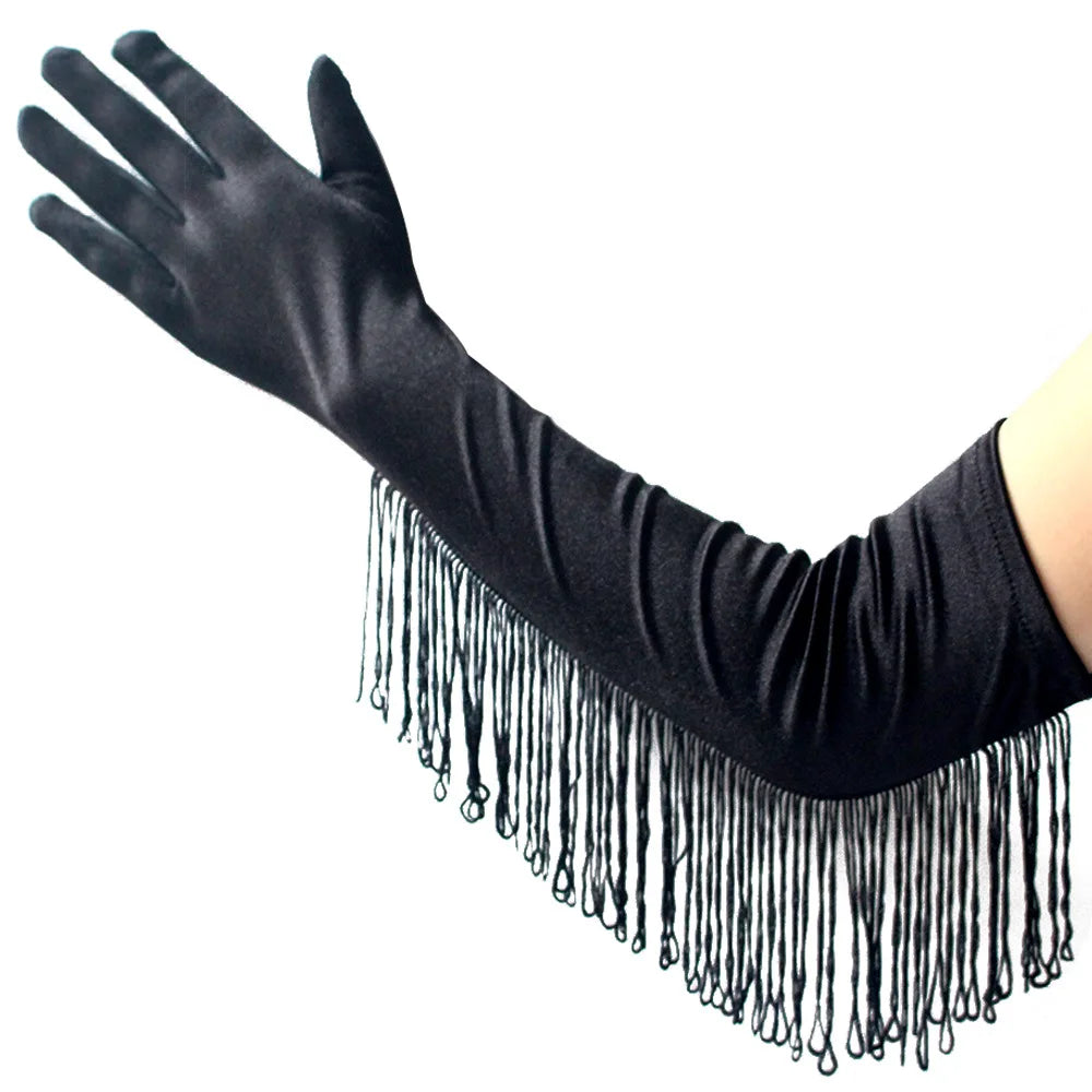 Drag Queen Fringe Long Gloves