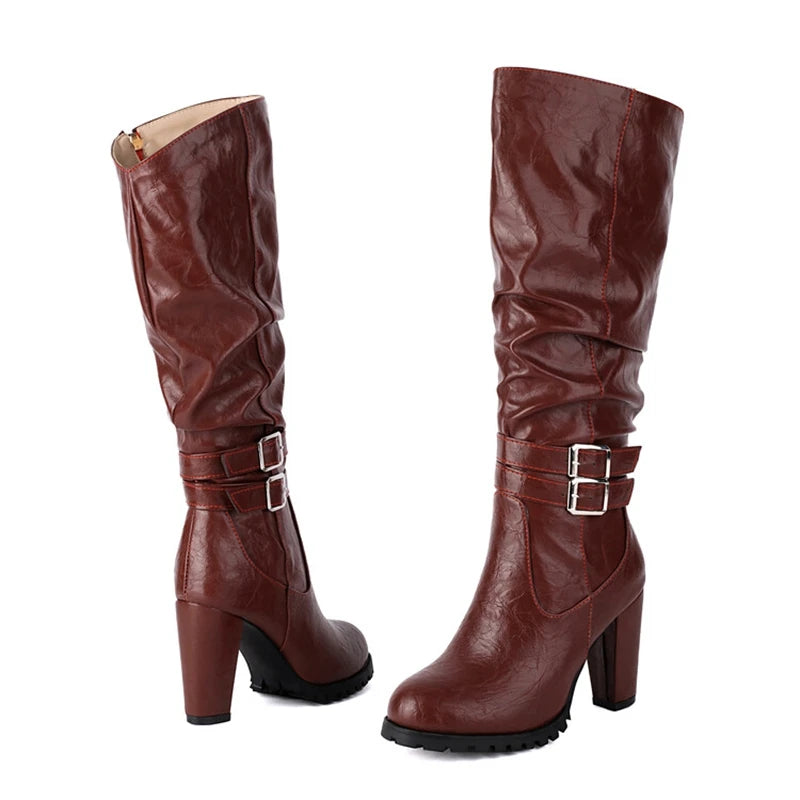 Fierce Winter Slouch Boots with Double Buckle