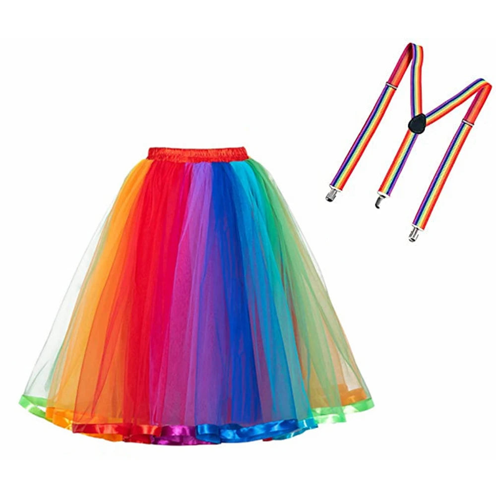 Rainbow Tulle Suspender Skirt – Drag Queen Pride Tutu
