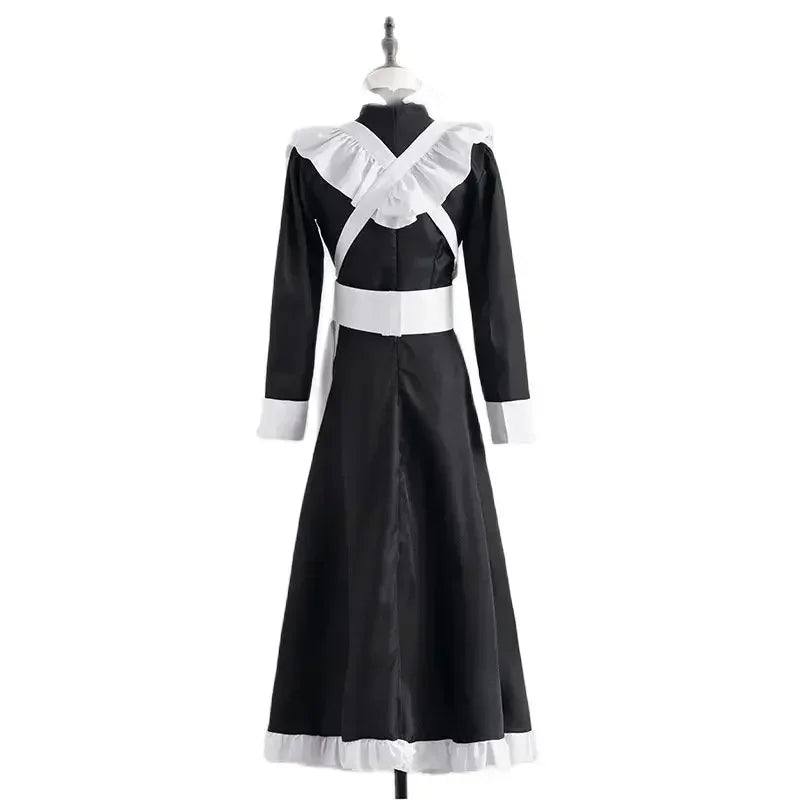 Classic Long Black & White Maid Costume Dress – Fits Height 150–180cm