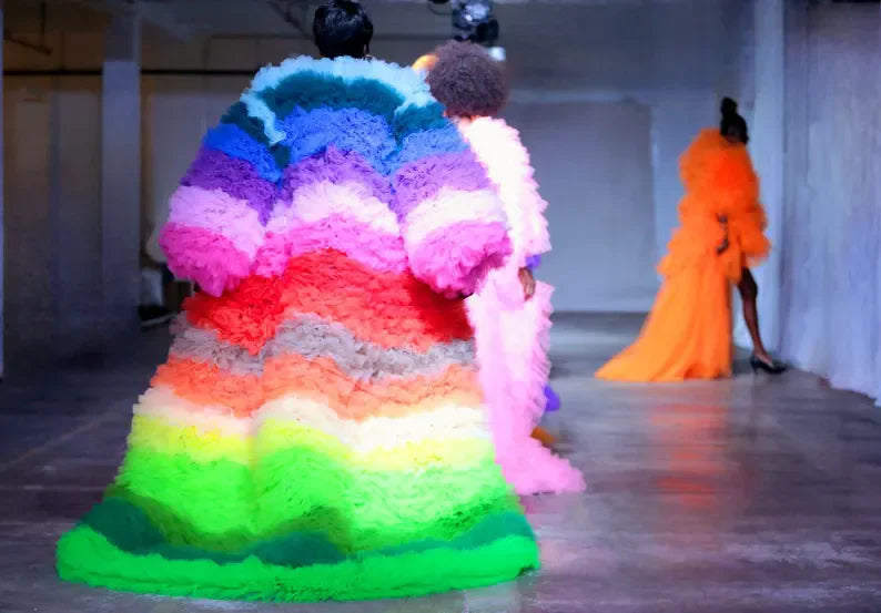 Colorful Ruffle Tulle Statement Jacket – Drag Queen Stage Coat