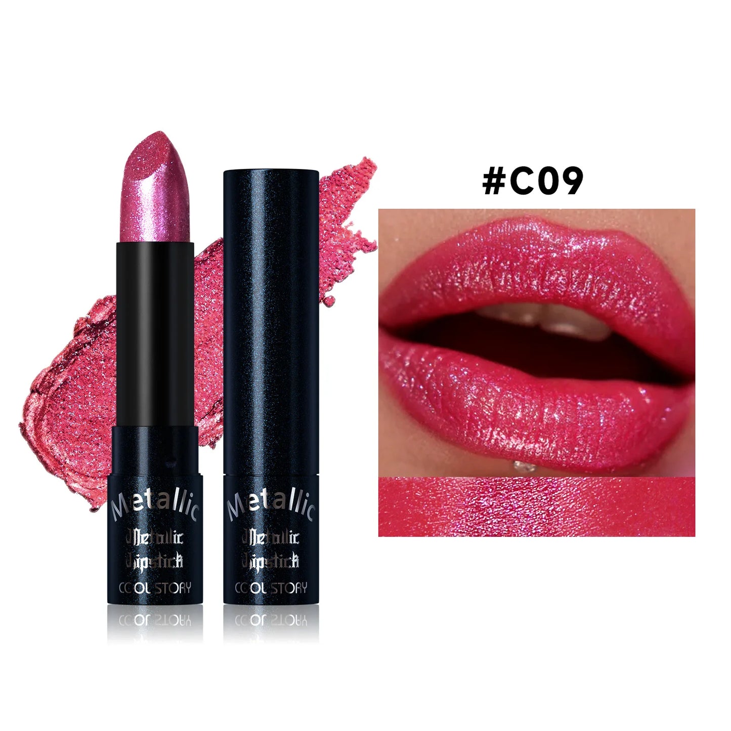 Metallic Glitter Lipstick | Diamond Pearlescent Finish | 15 Shades