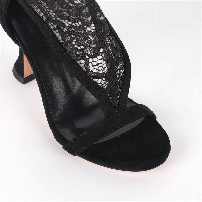 Lace Over-the-Knee Boots - Thigh-High Stiletto Heels