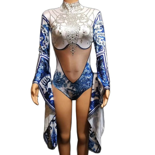 Queen Maya Sparkly Rhinestones Bodysuit