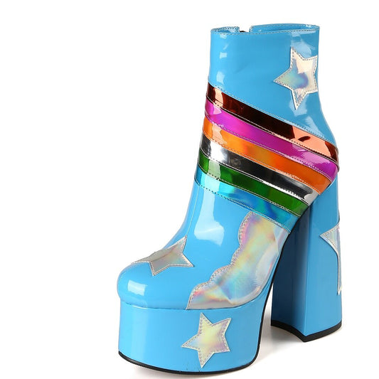 Super High Rainbow Platform Boots