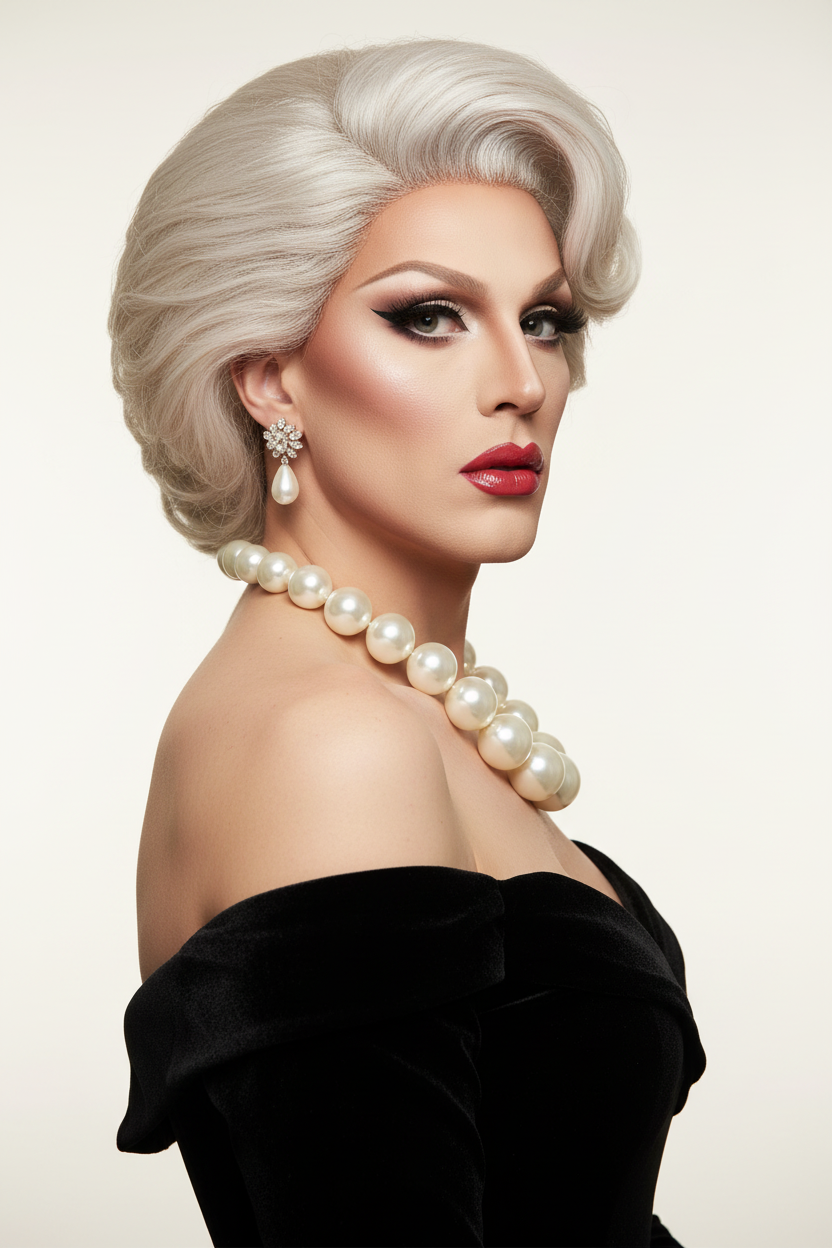Editorial Lifestyle - Drag Queen with Pearl Choker