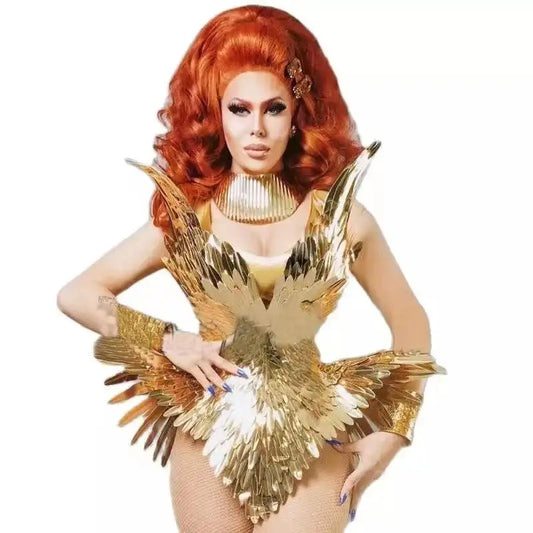 The Golden Hour Drag Queen Feather Bodysuit