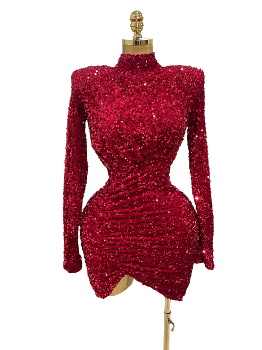 Ruby Stunner Sequin Sculpt Dress