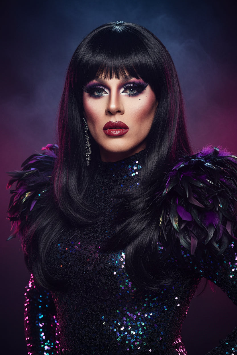 Queen America Black Layered Wig