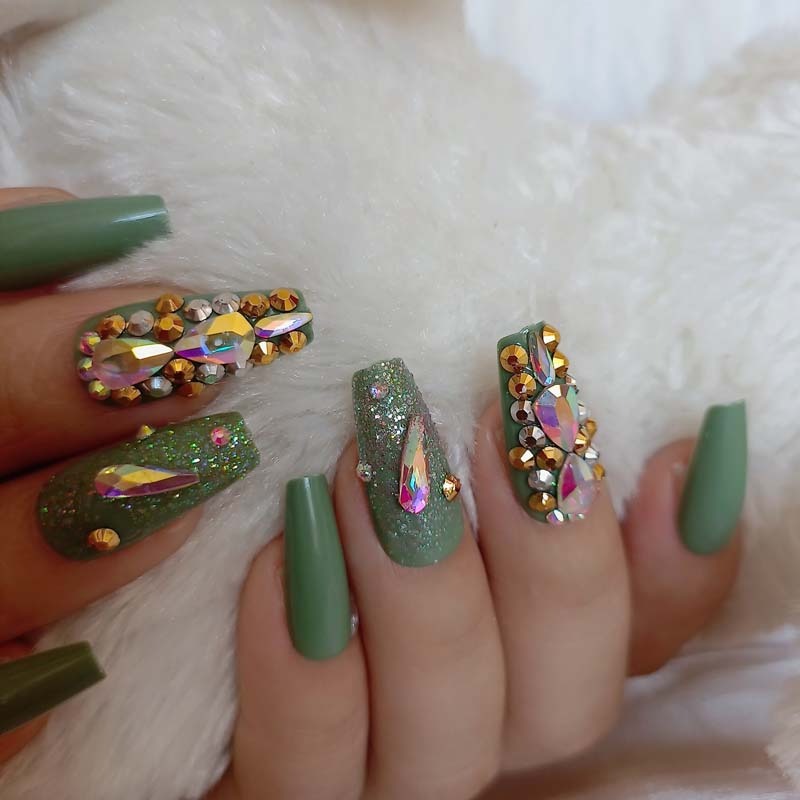 Polly Tickle Diamond Press On Nails