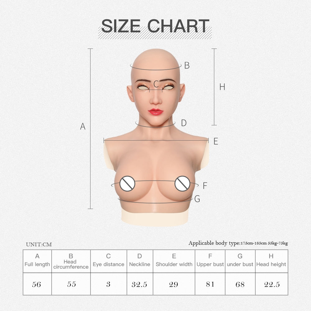 Fierce Femme Fantasy: E-G Cup Face Mask with Silicone Breast Forms