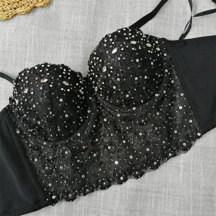 Ella Gance Rhinestone Crop Top