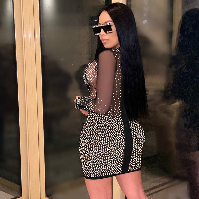 Mystique Summers Crystal Mini Dress