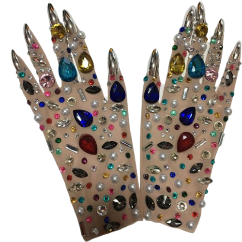 Sarah Reen Rhinestone Mesh Gloves
