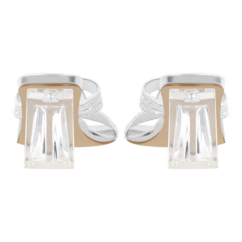 Square Toe  Clear Heel Sandals
