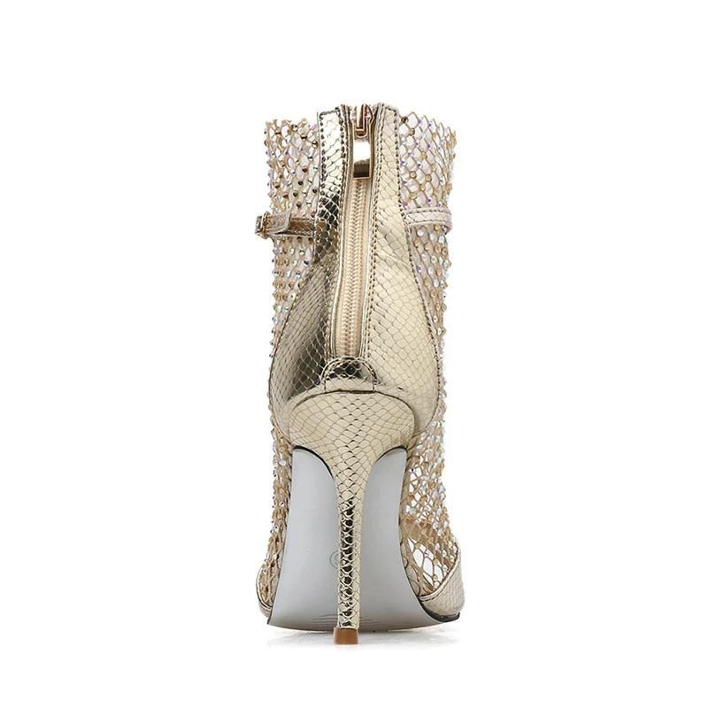 Ella Stique Rhinestone Mesh Boots