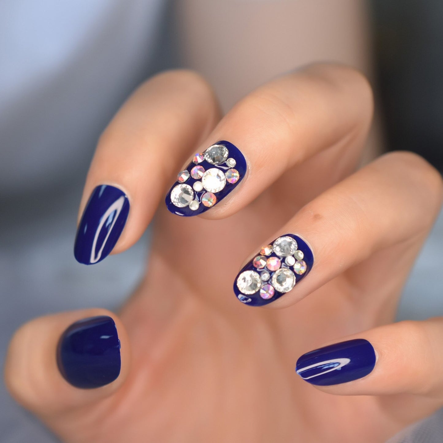 Etha Reyal Blue Diamond Press On Nails