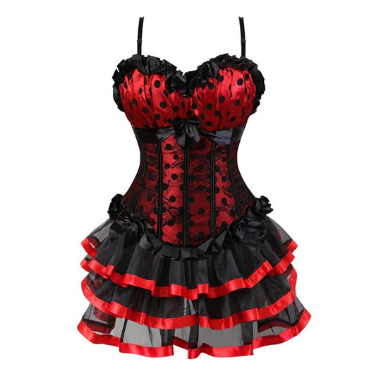 Ignite the Night: Ruby Siren Corset Dress - Daring Red & Black Fantasy!