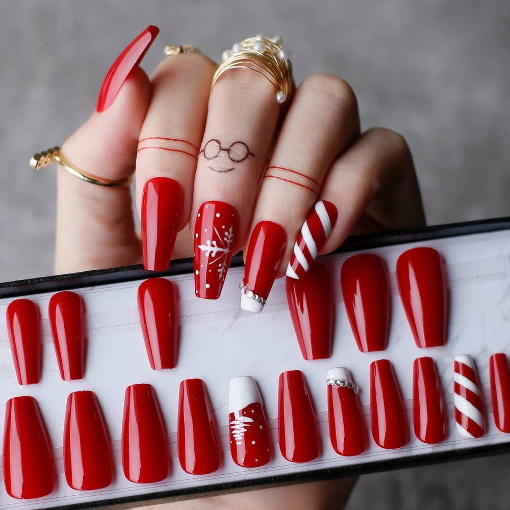 Christmas Candy Cane Press On Nails