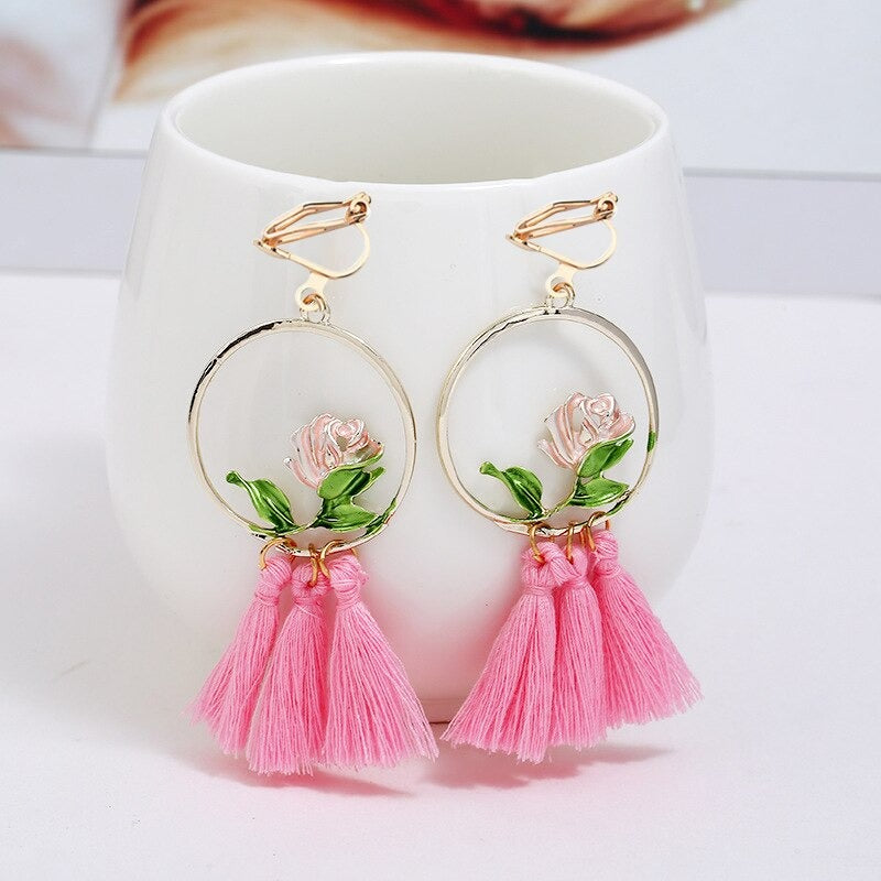 Diva Flower Tassel Earrings