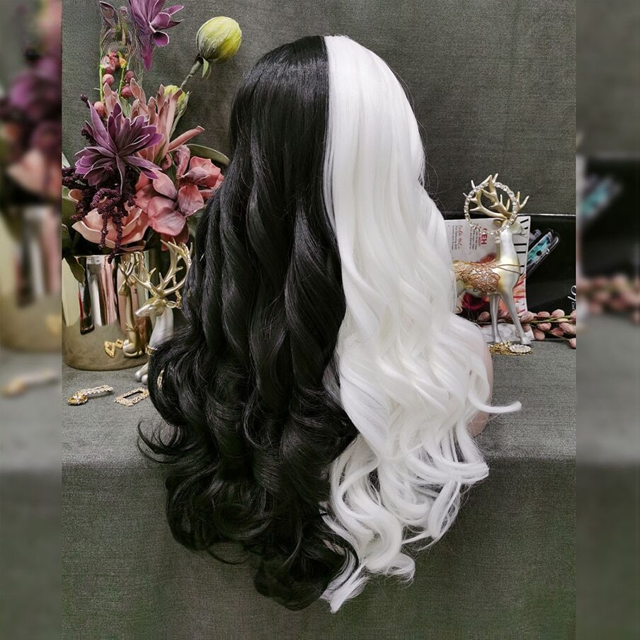 Sara Castique Half White Half Black Lace Front Wig