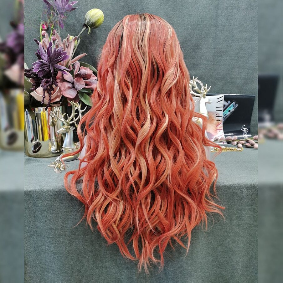 Emme Vention Orange Red Lace Front Wig