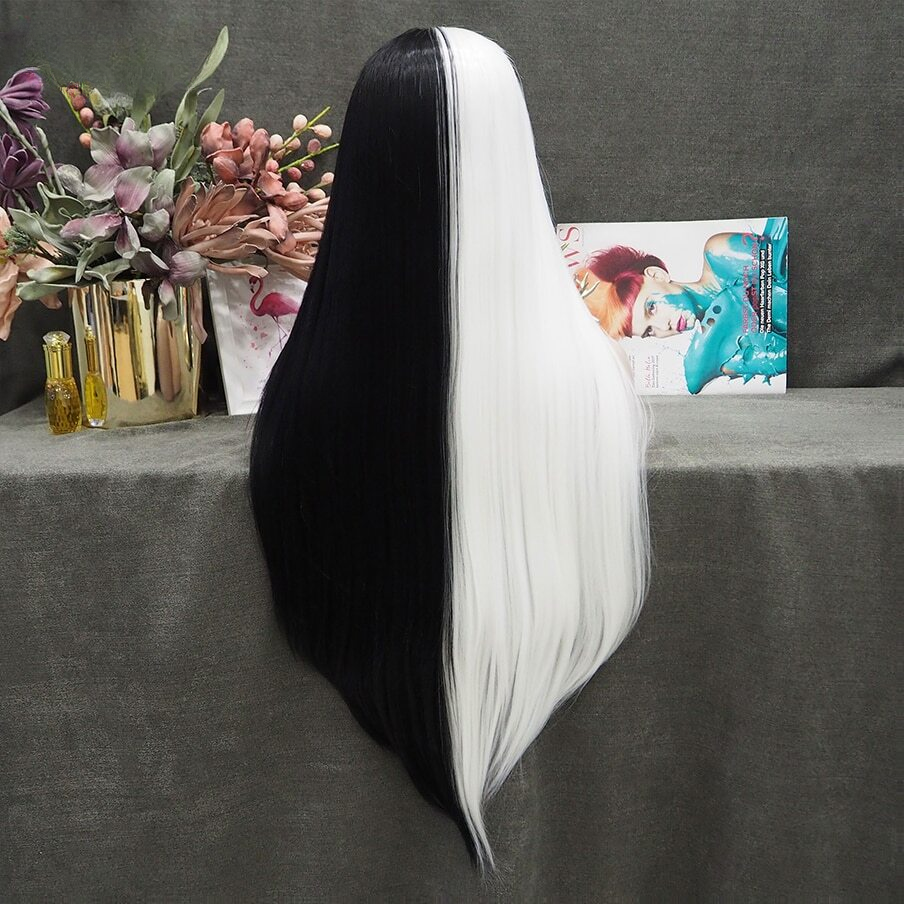 Sue Preem Half White Half Black Lace Front Wig