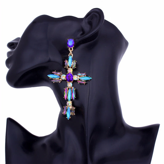 Magnolia Crawford Rhinestone Cross Earrings