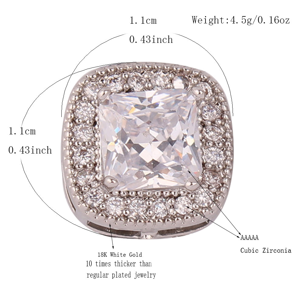 Queen Grace Square Clip On Earrings