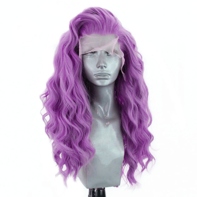 Aida Sandwich Pink Purple Curly Wig