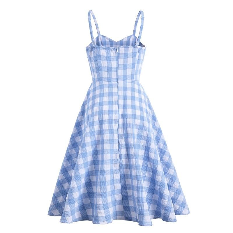 Aria Viderci Blue Plaid Retro Dress
