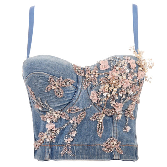 Aria Viderci Denim Crop Top
