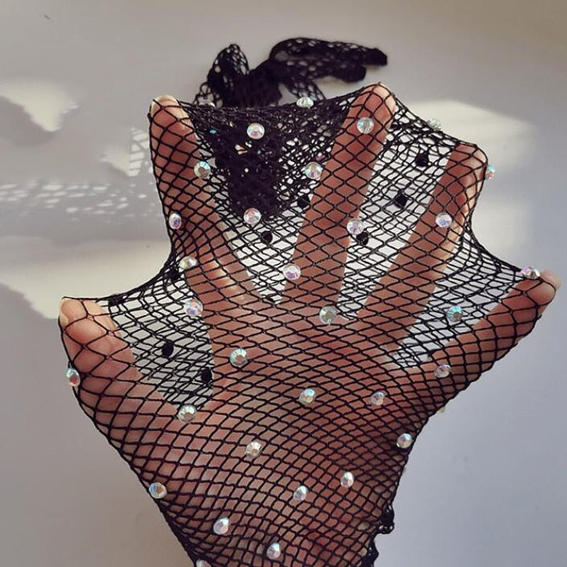 Raye Storm Diamonds Fishnet Gloves