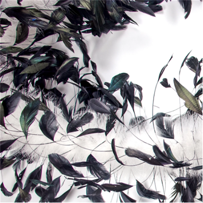 Natural Feathers Boa With Black Rooster Plumes