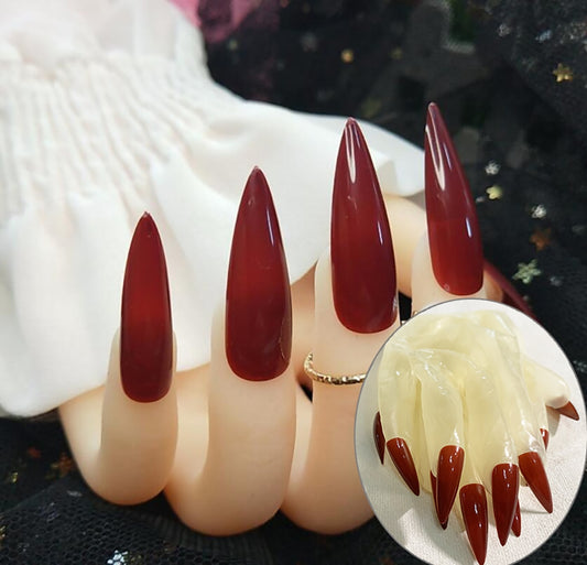 Crossdressing Gloves with Wine Long Nails