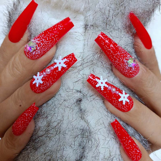 Christmas Queen Snowflake Faux Nails