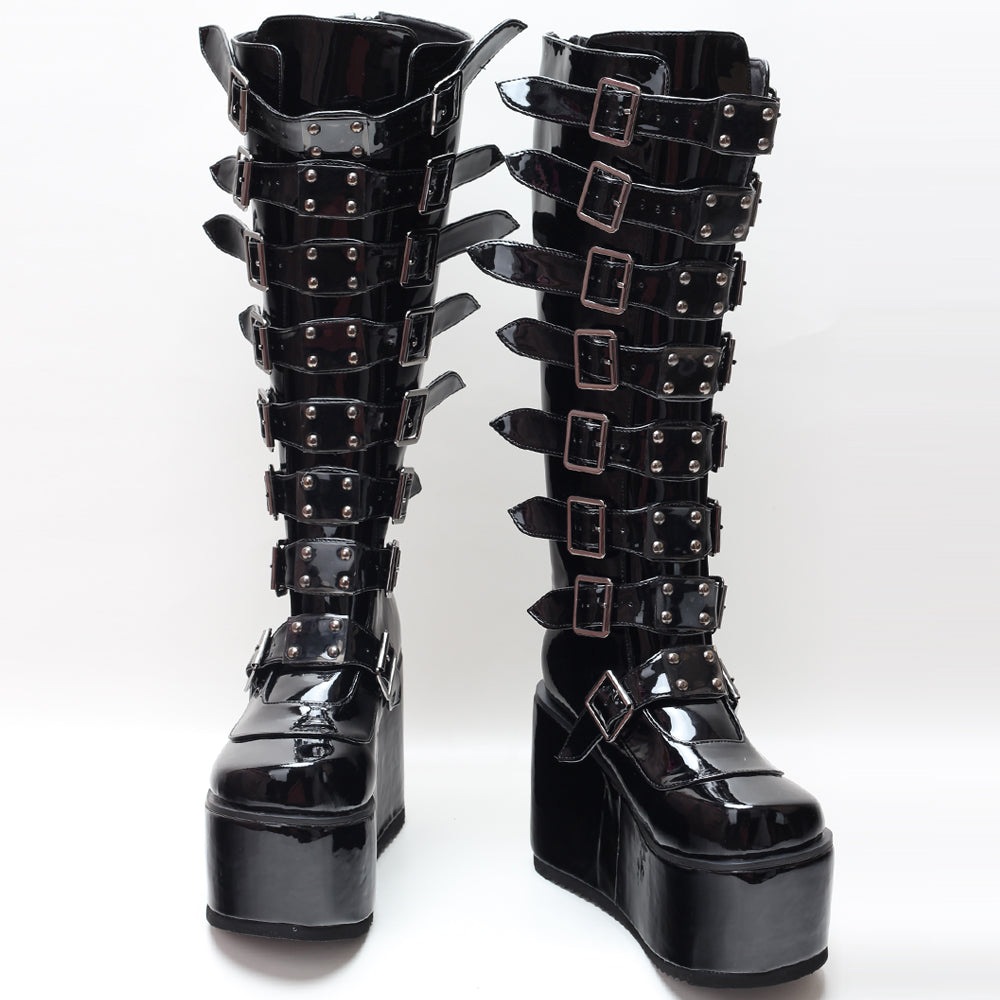 Kay Pasa Flat Platform Calf Boots – Bold Drag Statement Heels