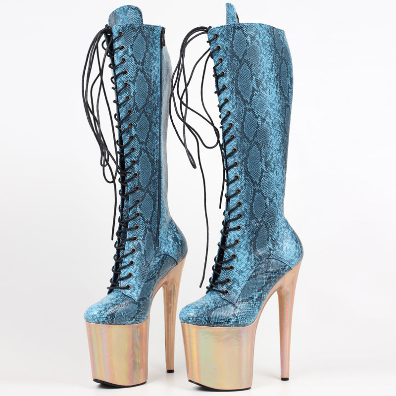 Lala Land Snake Print Knee Boots