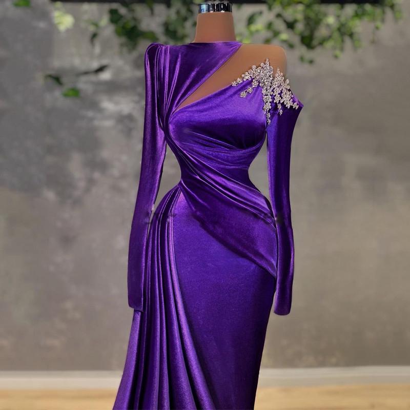 Al Dente Purple Velvet Mermaid Dress