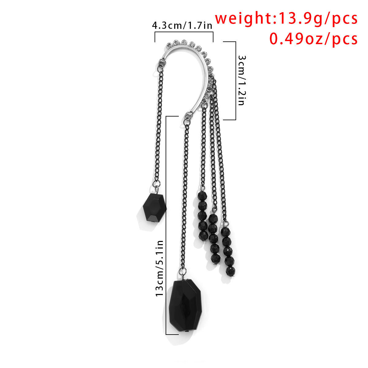 Cliff Hanger Crystal Tassel Clip Earring