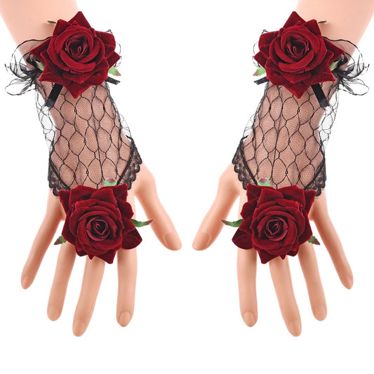 Rose Fingerless Gloves