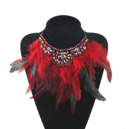 Lola Lavish Feather Choker Necklace