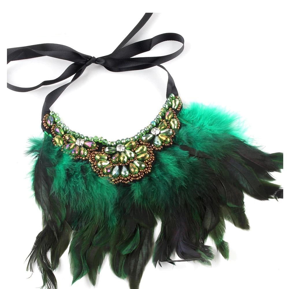 Lola Lavish Feather Choker Necklace