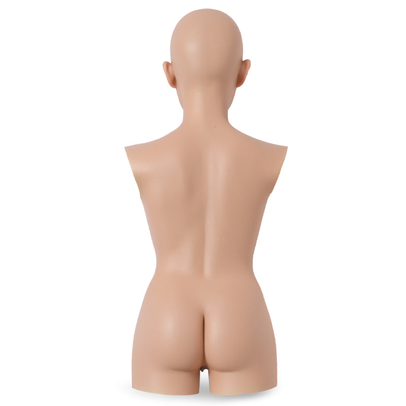Silicone Breastplate Half Bodysuit with Sleeve D Cup Breast Forms