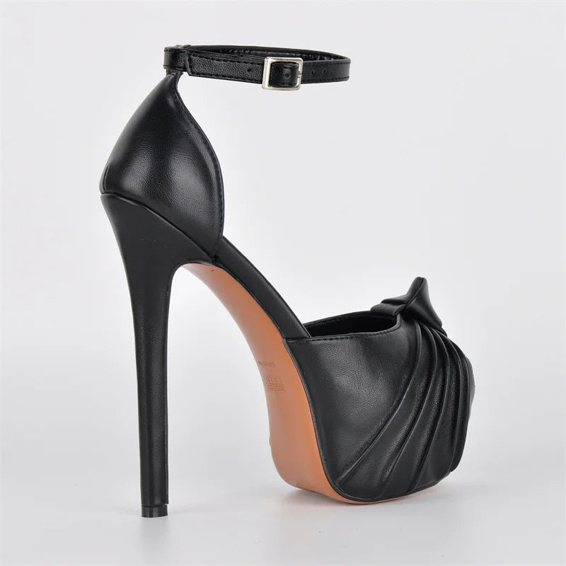 Platform Peep Toe Stiletto Heels - Ankle Strap Party Sandals