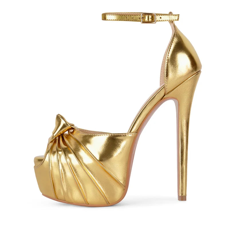 Platform Peep Toe Stiletto Heels - Ankle Strap Party Sandals